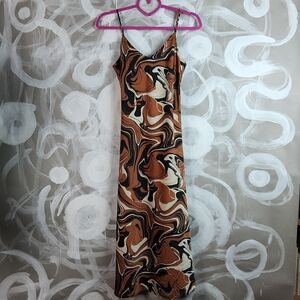Forever 21 Brown and Black Swirl Midi Dress
